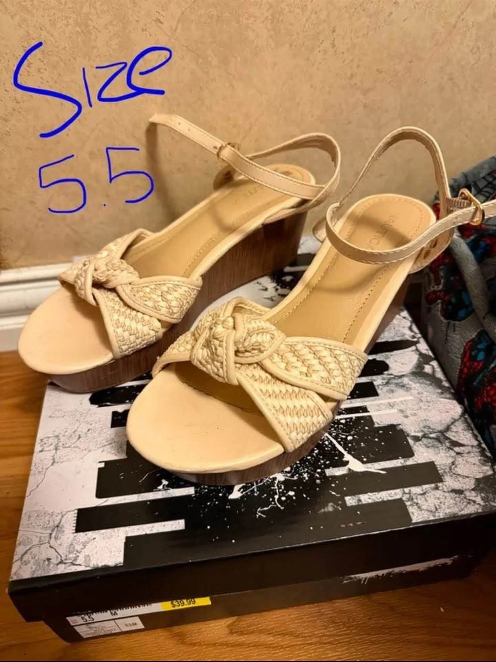 Women’s Cream Wedge Sandals with Braided Knot Accent